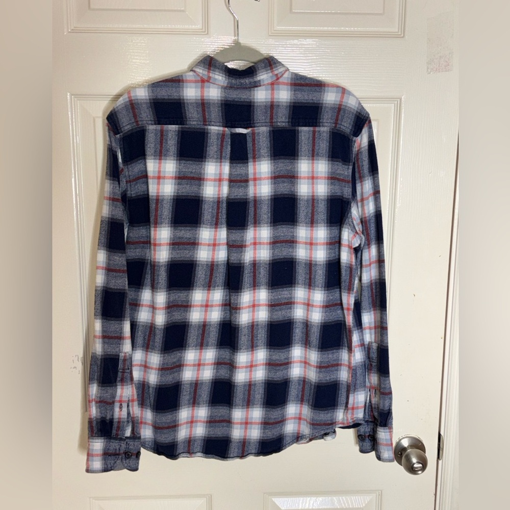 Woolrich Flannel Shirt Mens Large Blue Plaid Long Sleeve Button Up - Picture 7 of 11